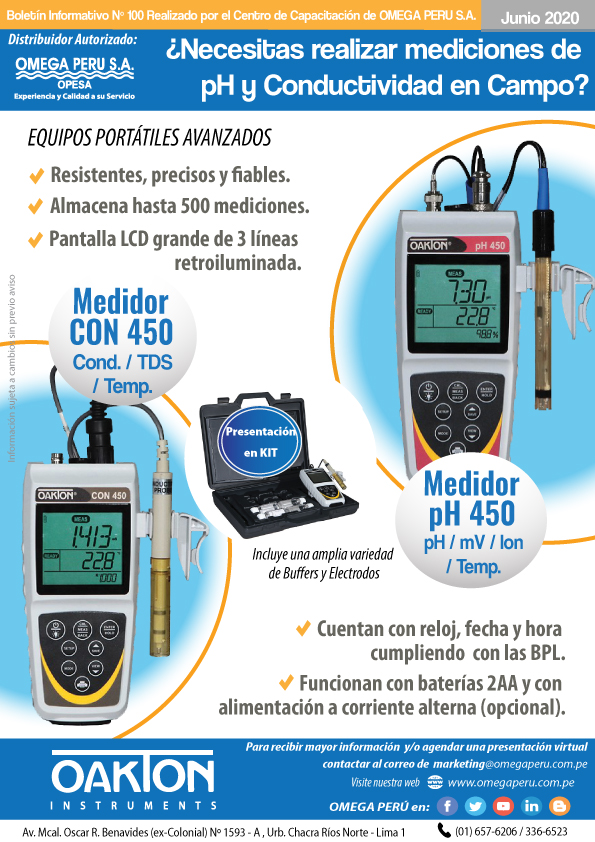 Omega Perú S.A. - Medidor de pH portátil pH/ISE 450 Kit